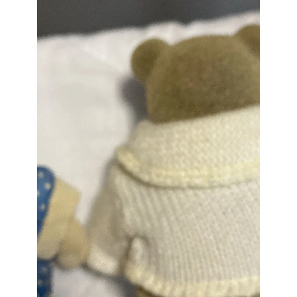 Gund Miniature Jointed Summer Teddy Bear W/ Tux Jacket & Girl Blue Dress HTF